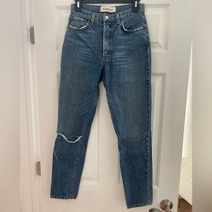 Reformation Melissa Slim Fit Denim Jeans with Ripped Knee